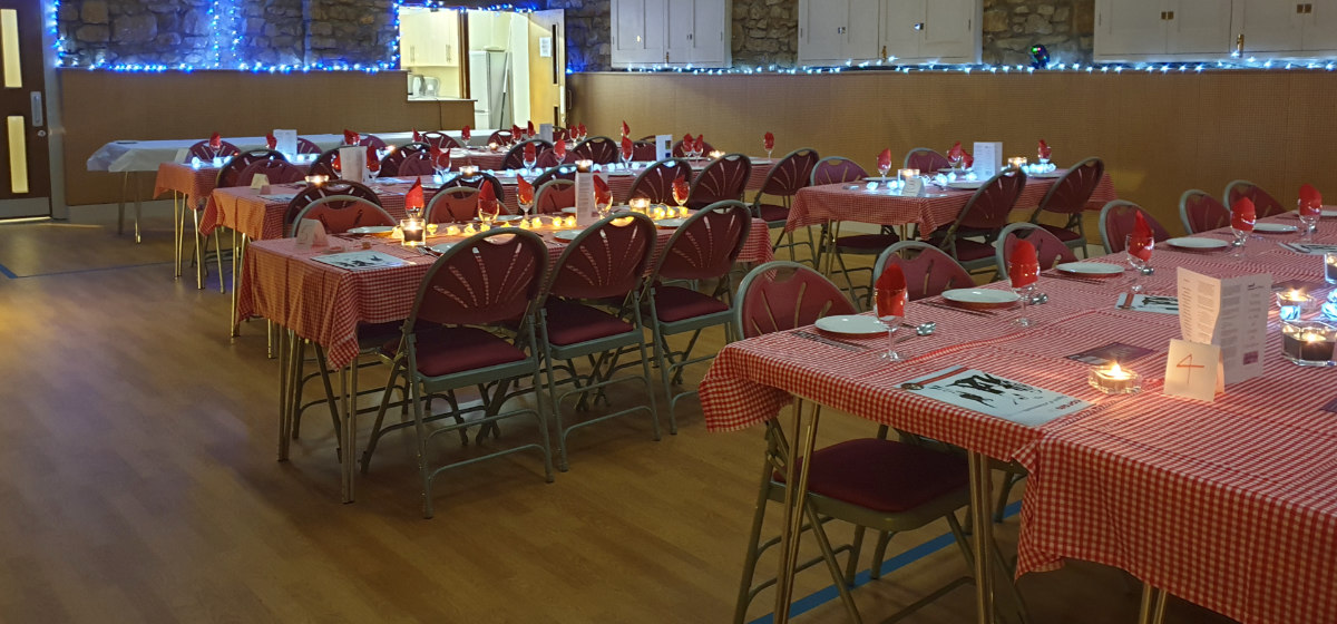 Hall laid out for supper